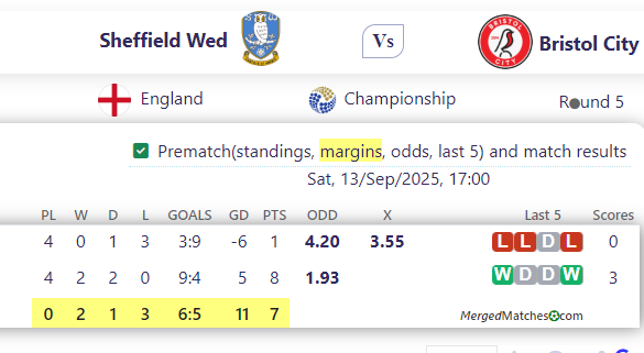 Sheffield Wed Vs Bristol City screenshot