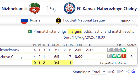 FC Neftekhimik Nizhnekamsk Vs FC Kamaz Naberezhnye Chelny screenshot