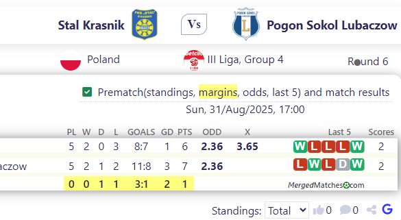 Stal Krasnik Vs Pogon Sokol Lubaczow screenshot