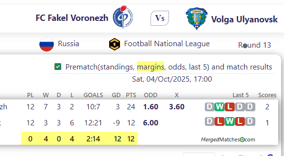 FC Fakel Voronezh Vs Volga Ulyanovsk screenshot
