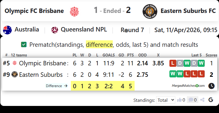 Olympic FC Brisbane Vs Eastern Suburbs FC screenshot