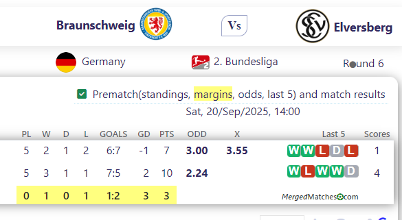 Braunschweig Vs Elversberg screenshot
