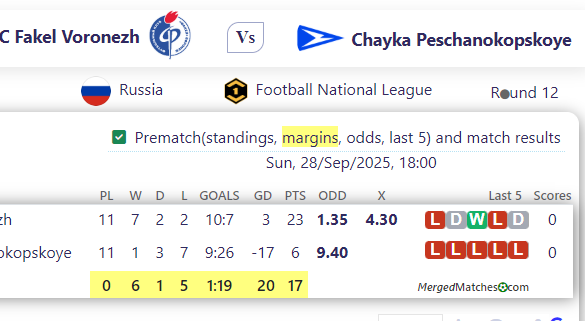 FC Fakel Voronezh Vs Chayka Peschanokopskoye screenshot