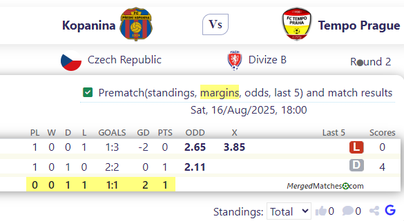 Kopanina Vs Tempo Prague screenshot