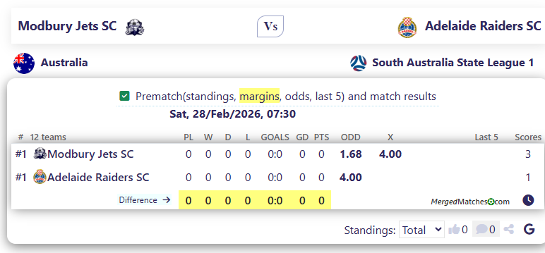 Modbury Jets SC Vs Adelaide Raiders SC screenshot