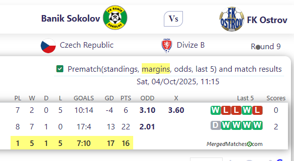 Banik Sokolov Vs FK Ostrov screenshot