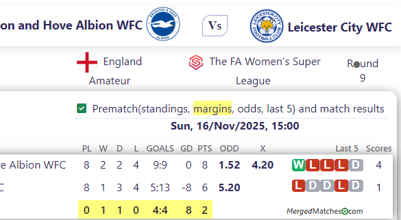 Brighton and Hove Albion WFC Vs Leicester City WFC screenshot