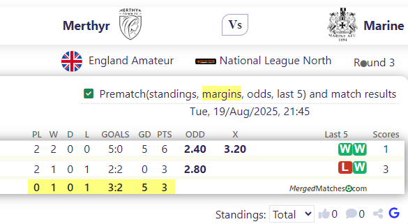 Merthyr Town Vs Marine FC screenshot