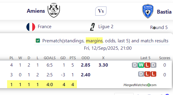Amiens Vs Bastia screenshot