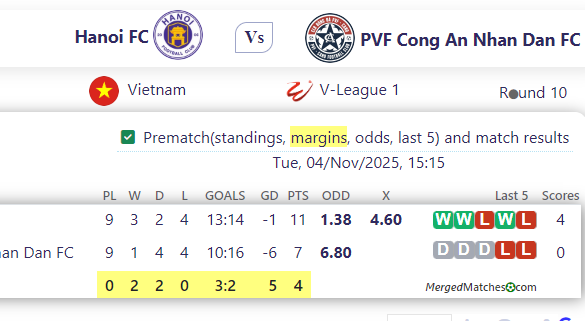 Hanoi FC Vs PVF Cong An Nhan Dan FC screenshot