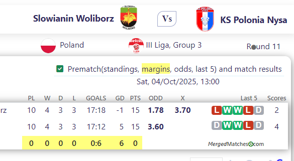 Slowianin Woliborz Vs KS Polonia Nysa screenshot
