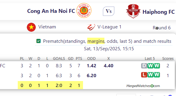 Cong An Ha Noi FC Vs Haiphong FC screenshot