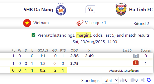SHB Da Nang Vs Ha Tinh FC screenshot