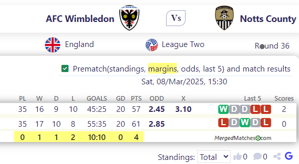 AFC Wimbledon Vs Notts County screenshot