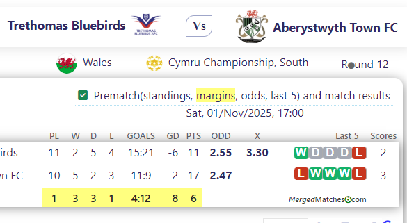 Trethomas Bluebirds Vs Aberystwyth Town FC screenshot