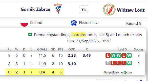 Gornik Zabrze Vs Widzew Lodz screenshot
