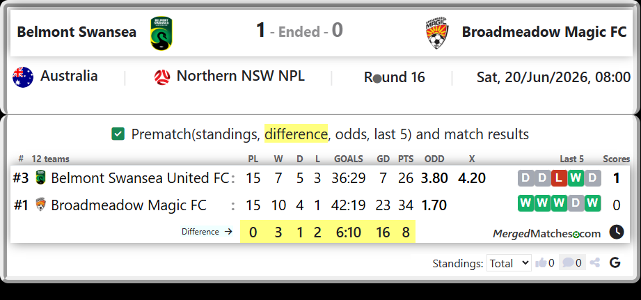 Belmont Swansea United FC Vs Broadmeadow Magic FC screenshot