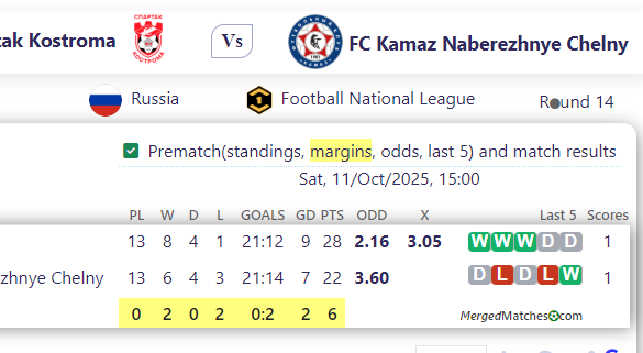 Spartak Kostroma Vs FC Kamaz Naberezhnye Chelny screenshot