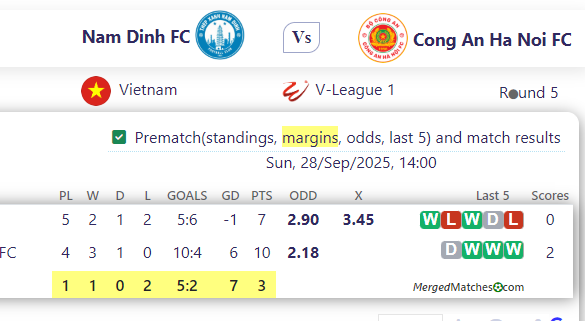 Nam Dinh FC Vs Cong An Ha Noi FC screenshot