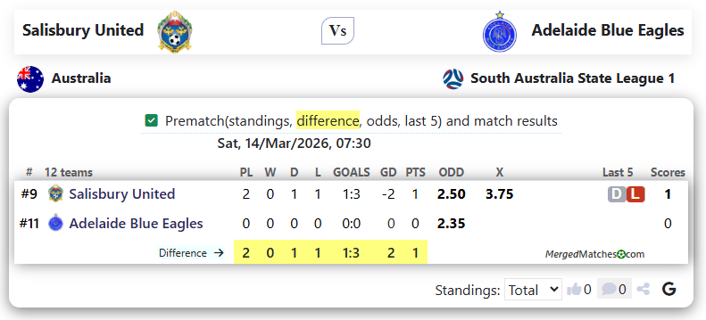 Salisbury United Vs Adelaide Blue Eagles screenshot