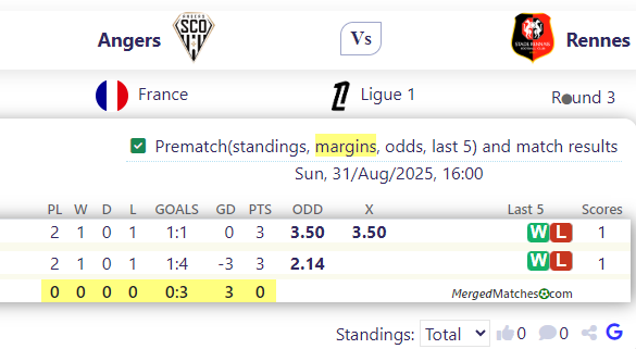 Angers Vs Rennes screenshot
