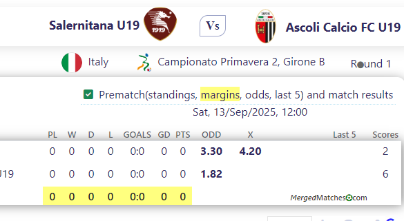 Salernitana U19 Vs Ascoli Calcio FC U19 screenshot