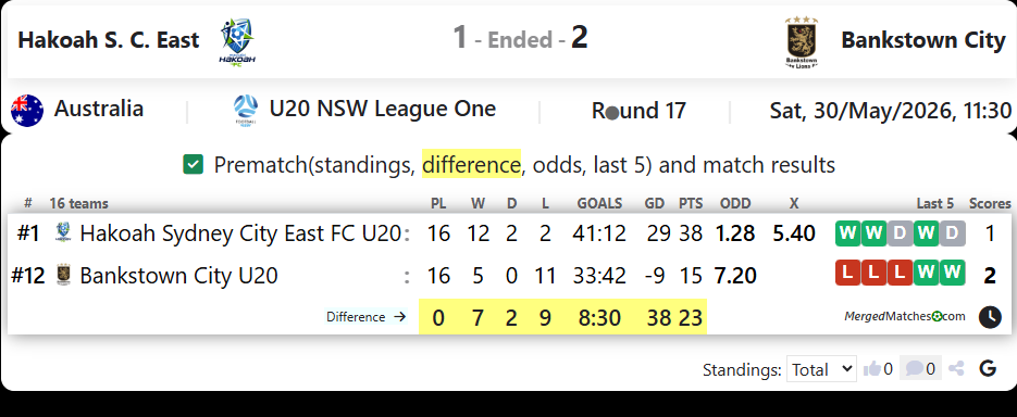 Hakoah Sydney City East FC Vs Bankstown City FC screenshot