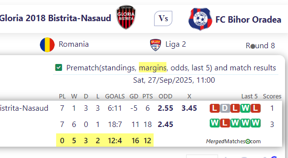 CS Gloria 2018 Bistrita-Nasaud Vs FC Bihor Oradea screenshot