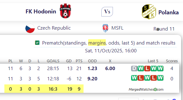 FK Hodonin Vs Polanka screenshot