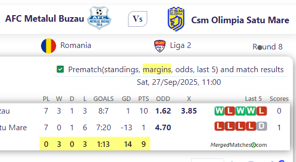 AFC Metalul Buzau Vs Csm Olimpia Satu Mare screenshot