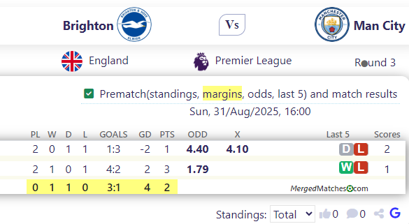 Brighton Vs Man City screenshot