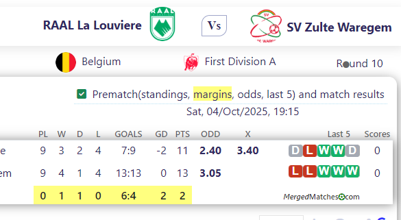 RAAL La Louviere Vs SV Zulte Waregem screenshot