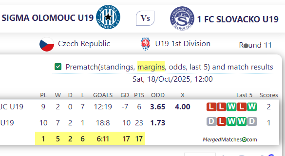 SIGMA OLOMOUC U19 Vs 1 FC SLOVACKO U19 screenshot