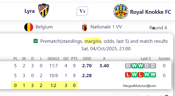 Lyra Vs Royal Knokke FC screenshot