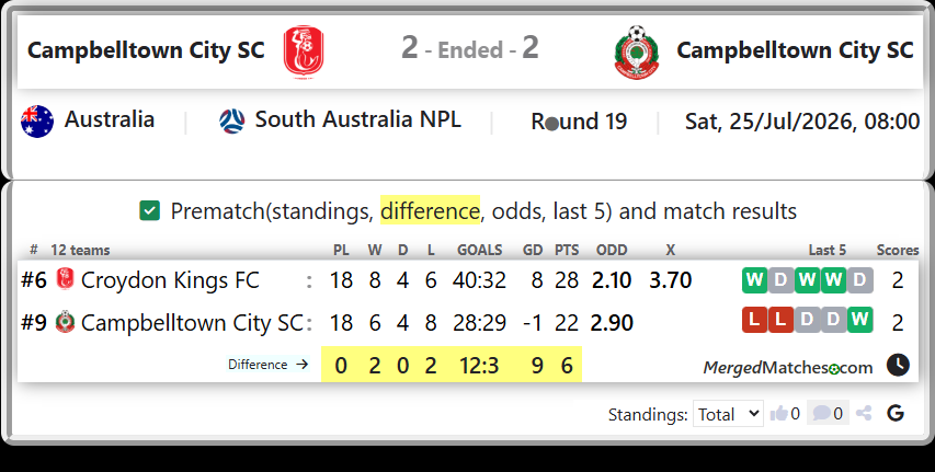 Croydon Kings FC Vs Campbelltown City SC screenshot