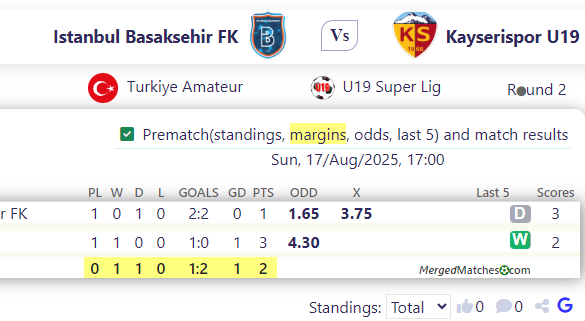 Istanbul Basaksehir FK Vs Kayserispor U19 screenshot