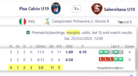 Pisa Calcio U19 Vs Salernitana U19 screenshot