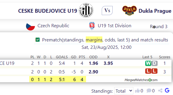 CESKE BUDEJOVICE U19 Vs Dukla Prague screenshot