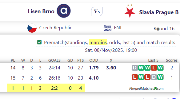 Lisen Brno Vs Slavia Prague B screenshot
