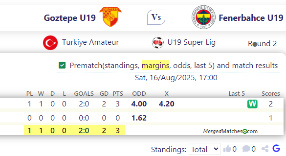 Goztepe U19 Vs Fenerbahce U19 screenshot