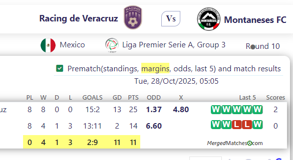Racing de Veracruz Vs Montaneses FC screenshot