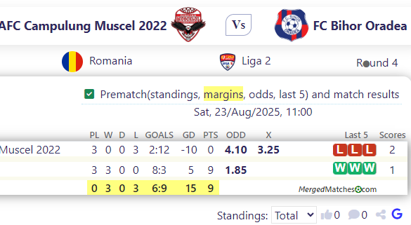 AFC Campulung Muscel 2022 Vs FC Bihor Oradea screenshot