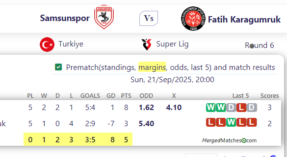 Samsunspor Vs Fatih Karagumruk screenshot