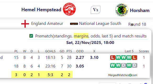 Hemel Hempstead Vs Horsham screenshot
