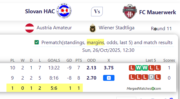 Slovan HAC Vs FC Mauerwerk screenshot