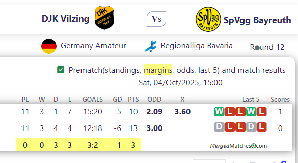 DJK Vilzing Vs SpVgg Bayreuth screenshot