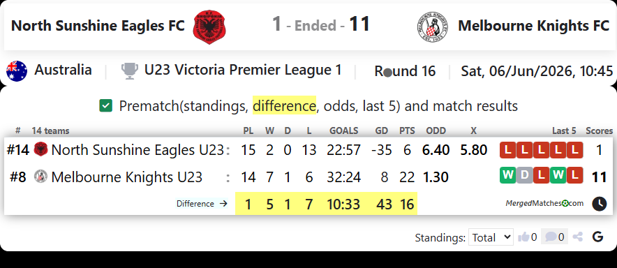 North Sunshine Eagles FC Vs Melbourne Knights FC screenshot