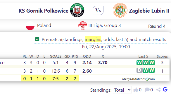 KS Gornik Polkowice Vs Zaglebie Lubin II screenshot