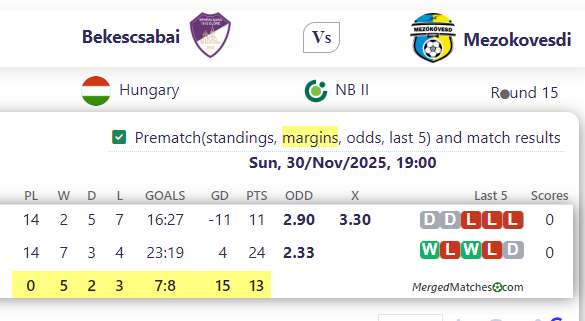 Bekescsabai Vs Mezokovesdi screenshot