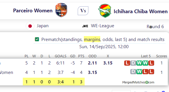 Parceiro Women Vs Ichihara Chiba  Women screenshot